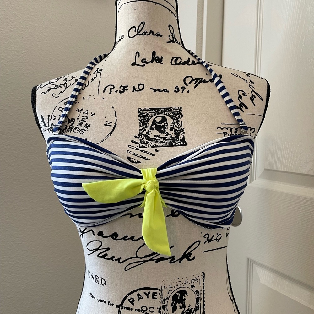 Splendid striped bandeau bikini top